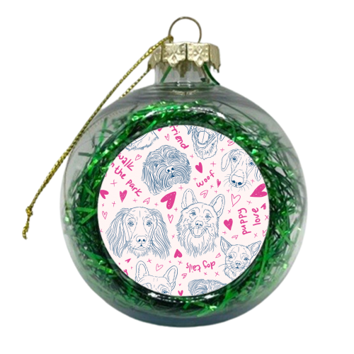 Doggy Pals Hearts & Kisses - xmas bauble by Adam Regester