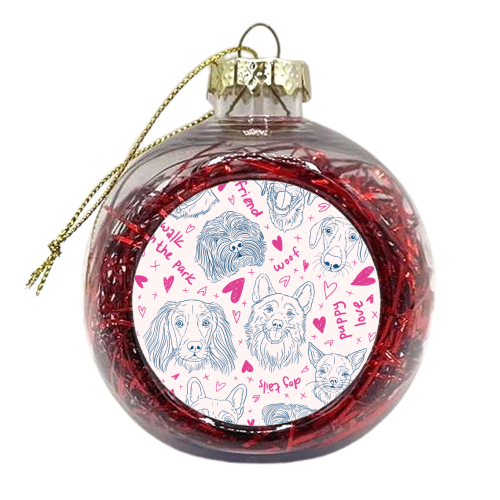 Doggy Pals Hearts & Kisses - xmas bauble by Adam Regester