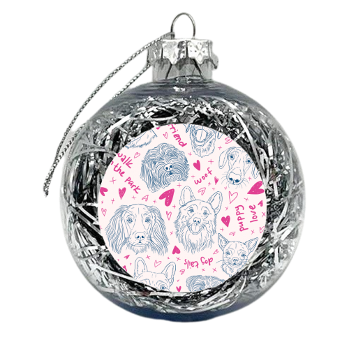 Doggy Pals Hearts & Kisses - xmas bauble by Adam Regester