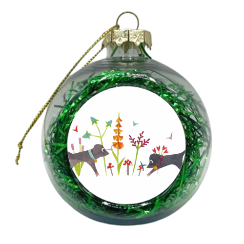 Dogs and Butterflies - xmas bauble by Natalie Stoten