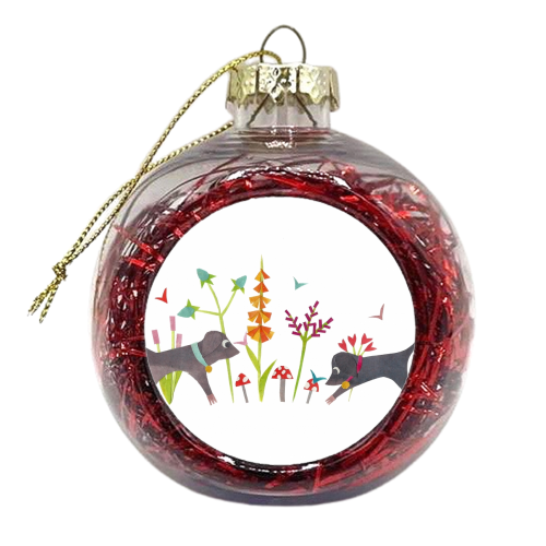 Dogs and Butterflies - xmas bauble by Natalie Stoten