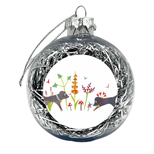 Dogs and Butterflies - xmas bauble by Natalie Stoten