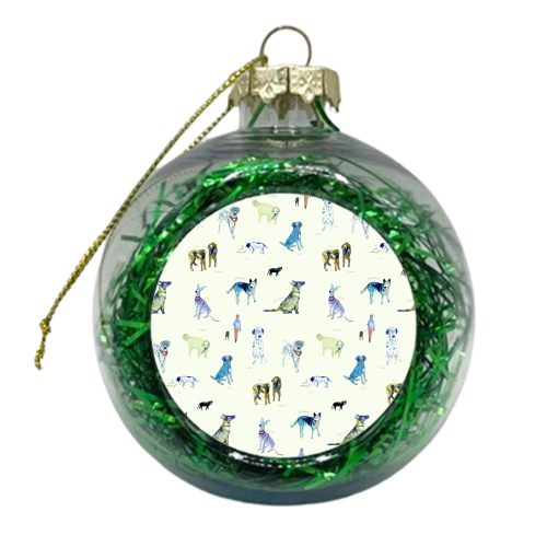 Dogs Repeat - xmas bauble by Naomi Stearn