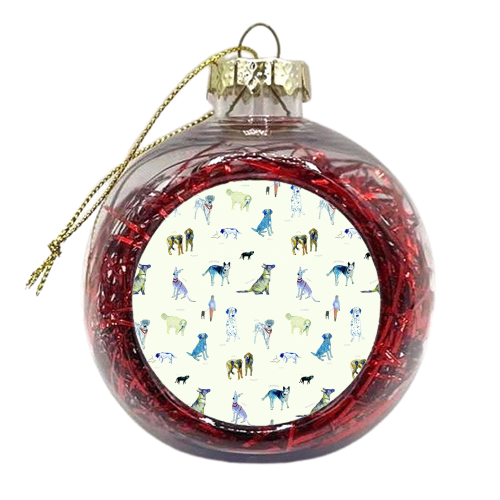 Dogs Repeat - xmas bauble by Naomi Stearn