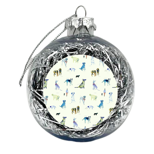 Dogs Repeat - xmas bauble by Naomi Stearn