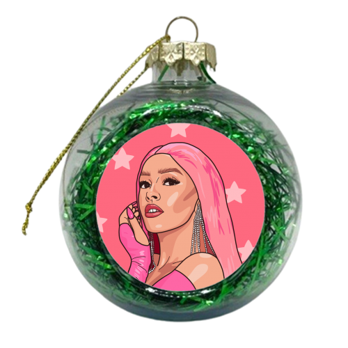 Doja cat star print - xmas bauble by The Girl Next Draw