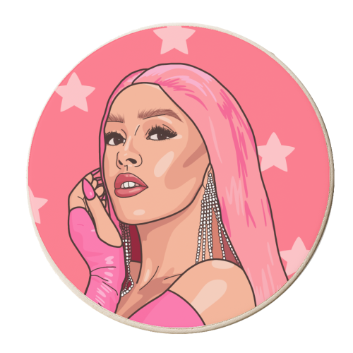 Doja cat star print - personalised beer coaster by The Girl Next Draw
