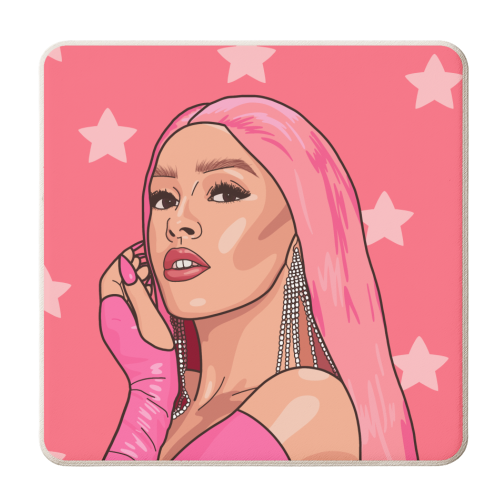 Doja cat star print - personalised beer coaster by The Girl Next Draw