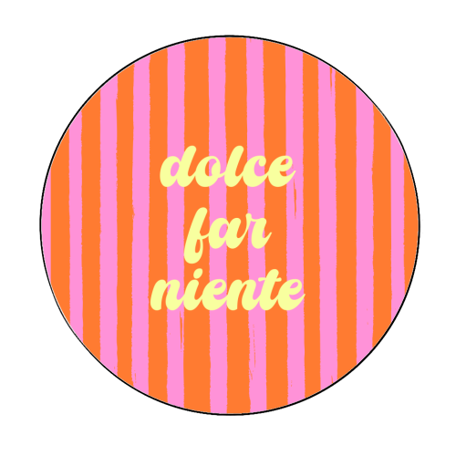 Dolce Far Niente – Pink & Orange Candy Stripes - Circle Sticker by EZbie
