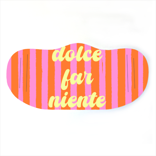 Dolce Far Niente – Pink & Orange Candy Stripes - face cover mask by EZbie