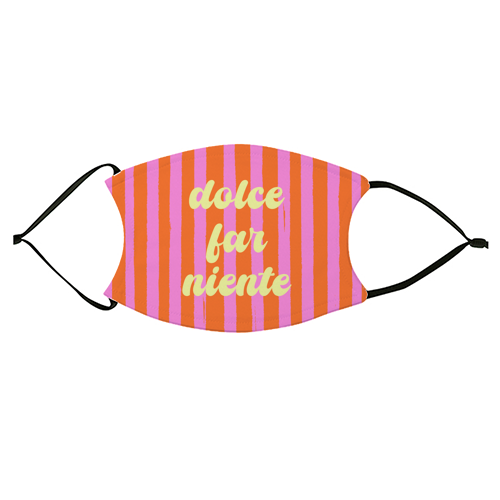 Dolce Far Niente – Pink & Orange Candy Stripes - face cover mask by EZbie