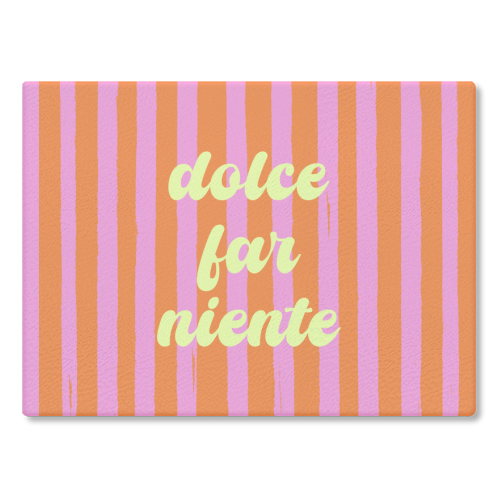 Dolce Far Niente – Pink & Orange Candy Stripes - glass chopping board by EZbie