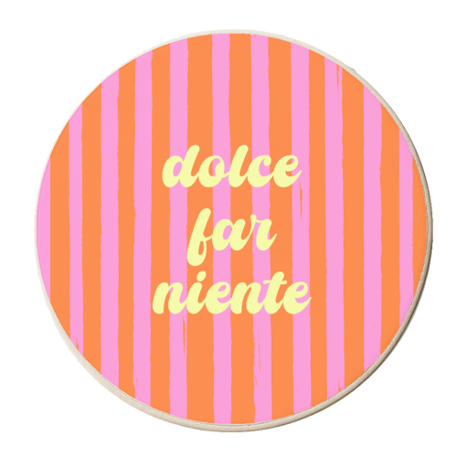 Dolce Far Niente – Pink & Orange Candy Stripes - personalised beer coaster by EZbie