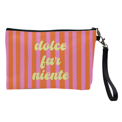 Dolce Far Niente – Pink & Orange Candy Stripes - pretty makeup bag by EZbie
