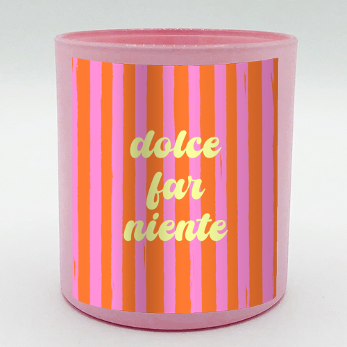 Dolce Far Niente – Pink & Orange Candy Stripes - scented candle by EZbie
