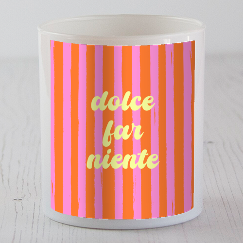 Dolce Far Niente – Pink & Orange Candy Stripes - scented candle by EZbie