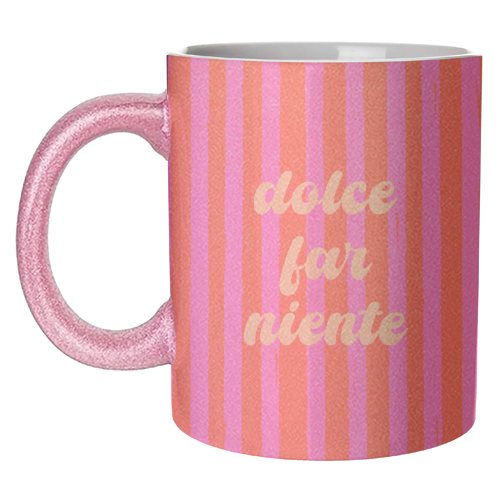 Dolce Far Niente – Pink & Orange Candy Stripes - unique mug by EZbie