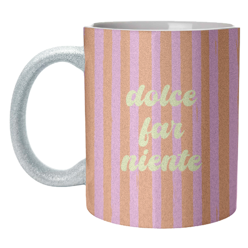 Dolce Far Niente – Pink & Orange Candy Stripes - unique mug by EZbie