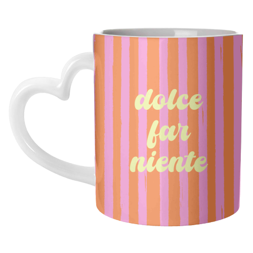 Dolce Far Niente – Pink & Orange Candy Stripes - unique mug by EZbie
