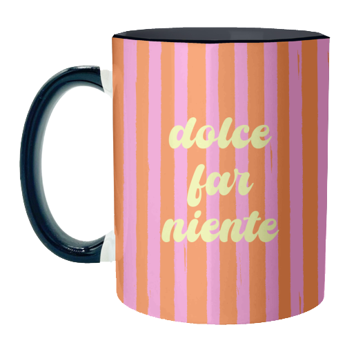 Dolce Far Niente – Pink & Orange Candy Stripes - unique mug by EZbie