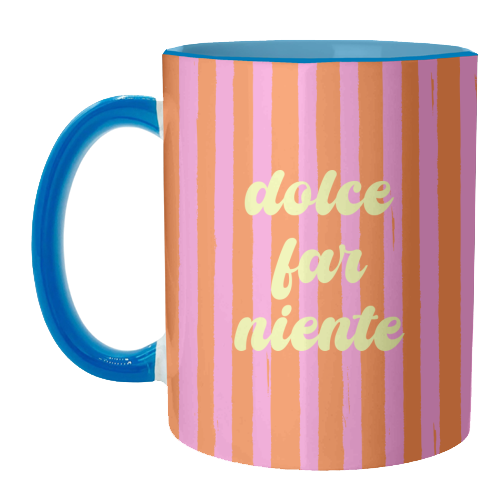 Dolce Far Niente – Pink & Orange Candy Stripes - unique mug by EZbie