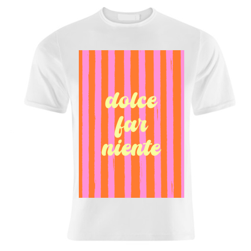 Dolce Far Niente – Pink & Orange Candy Stripes - unique t shirt by EZbie
