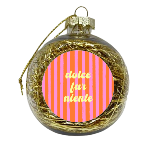 Dolce Far Niente – Pink & Orange Candy Stripes - xmas bauble by EZbie