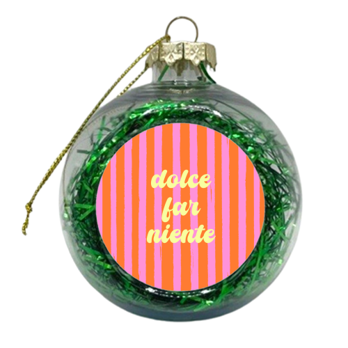 Dolce Far Niente – Pink & Orange Candy Stripes - xmas bauble by EZbie
