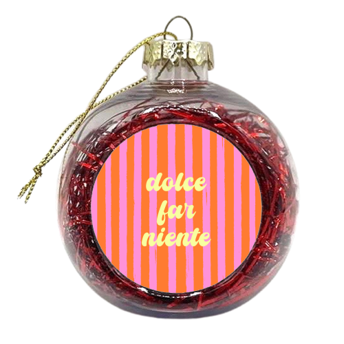 Dolce Far Niente – Pink & Orange Candy Stripes - xmas bauble by EZbie