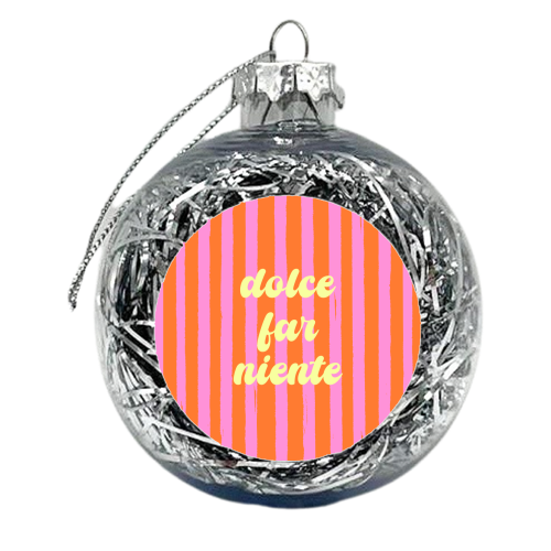 Dolce Far Niente – Pink & Orange Candy Stripes - xmas bauble by EZbie