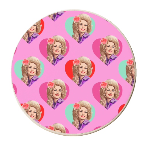 DOLLY HEARTS ON PINK - personalised beer coaster by DOLLY WOLFE