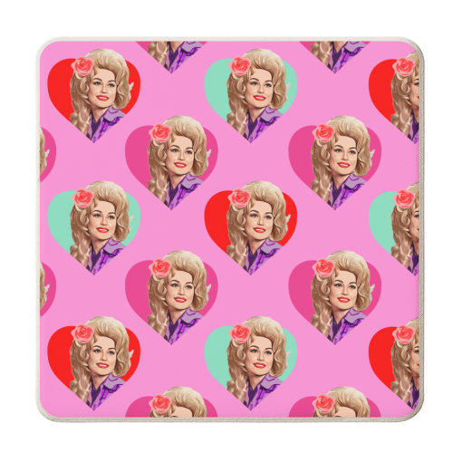 DOLLY HEARTS ON PINK - personalised beer coaster by DOLLY WOLFE