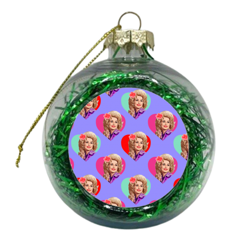 DOLLY HEARTS ON PURPLE - xmas bauble by DOLLY WOLFE