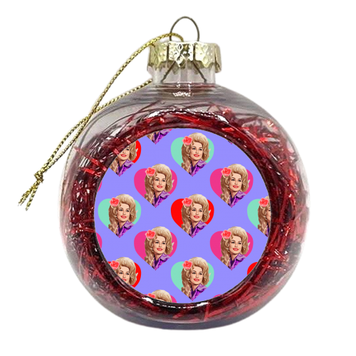 DOLLY HEARTS ON PURPLE - xmas bauble by DOLLY WOLFE