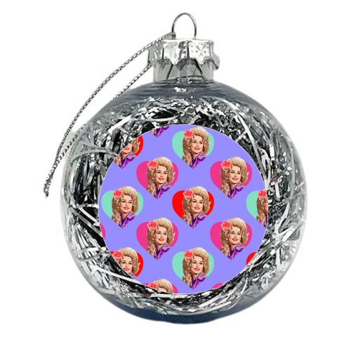 DOLLY HEARTS ON PURPLE - xmas bauble by DOLLY WOLFE