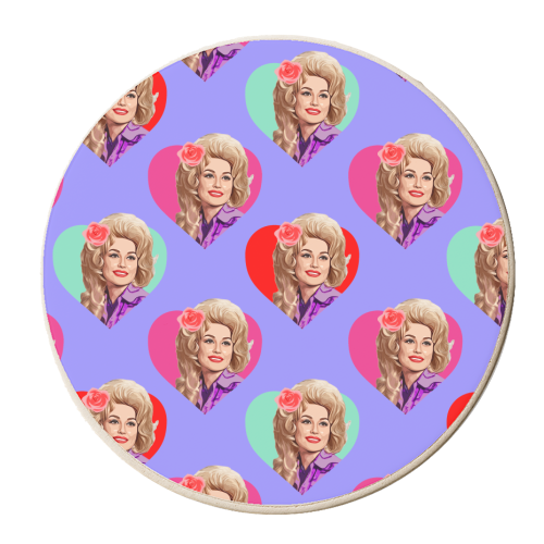 DOLLY HEARTS ON PURPLE - personalised beer coaster by DOLLY WOLFE