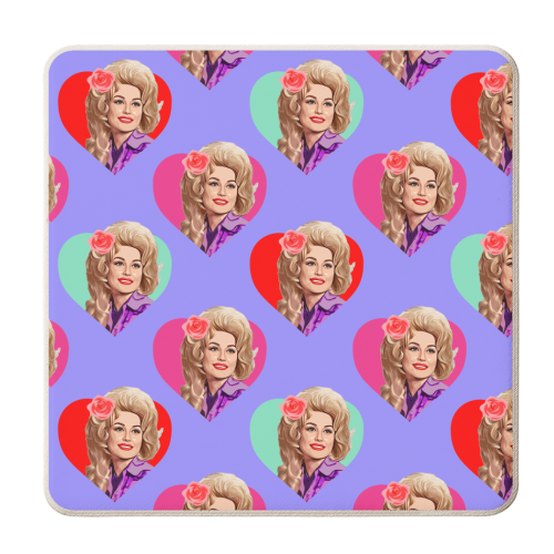 DOLLY HEARTS ON PURPLE - personalised beer coaster by DOLLY WOLFE