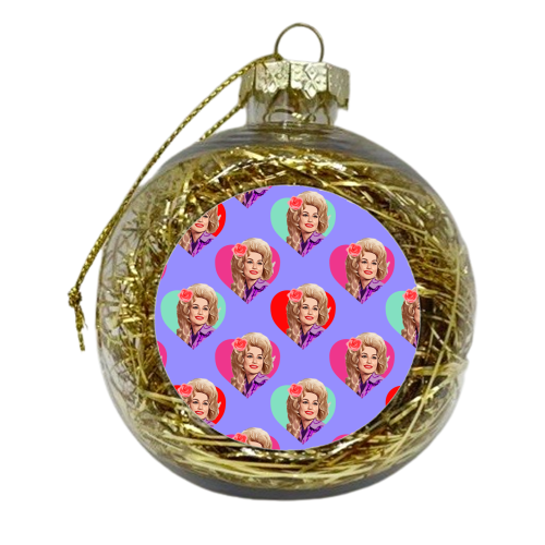 DOLLY HEARTS ON PURPLE - xmas bauble by DOLLY WOLFE