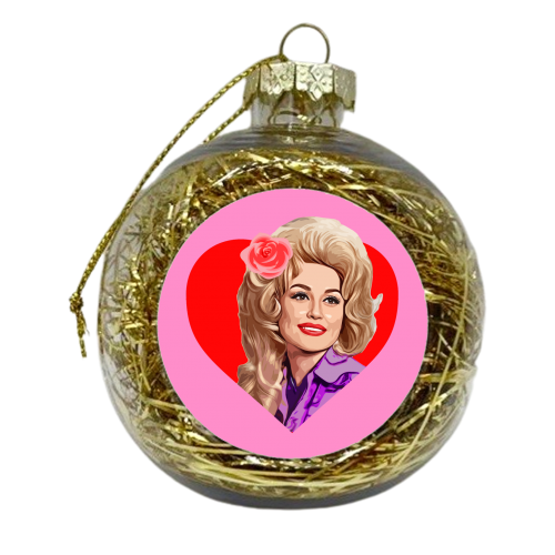 Dolly in Red Heart - xmas bauble by DOLLY WOLFE