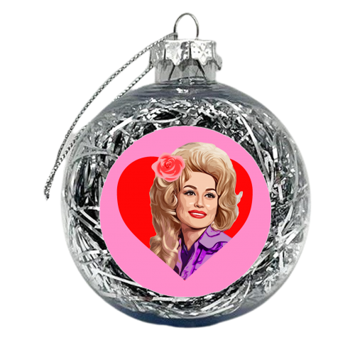 Dolly in Red Heart - xmas bauble by DOLLY WOLFE