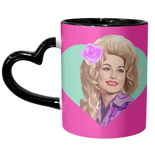 DOLLY IN TURQUOISE HEART - unique mug by DOLLY WOLFE