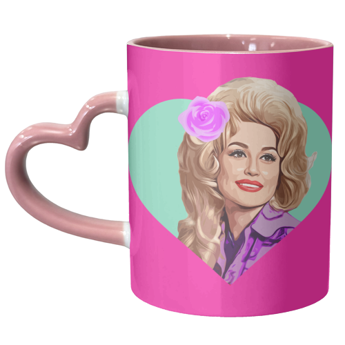 DOLLY IN TURQUOISE HEART - unique mug by DOLLY WOLFE