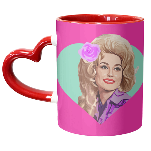 DOLLY IN TURQUOISE HEART - unique mug by DOLLY WOLFE