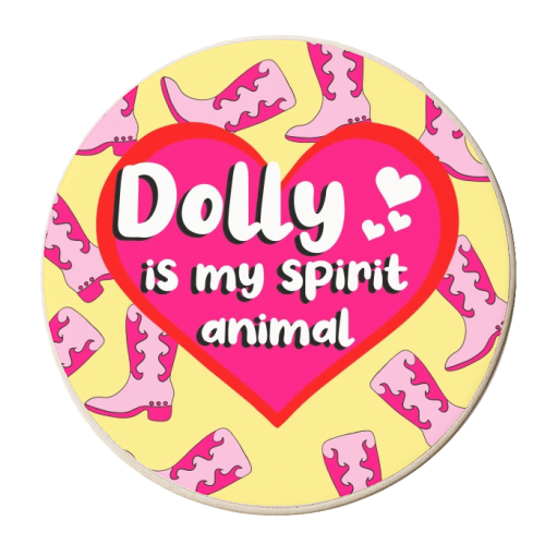 Dolly Is My Spirit Animal Yellow Background - personalised beer coaster by Eloise