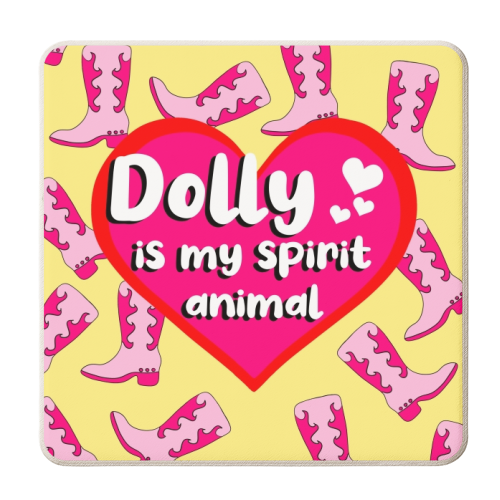 Dolly Is My Spirit Animal Yellow Background - personalised beer coaster by Eloise