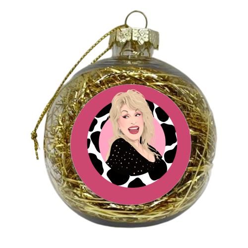 Dolly Parton Cow Print - xmas bauble by Pink and Pip