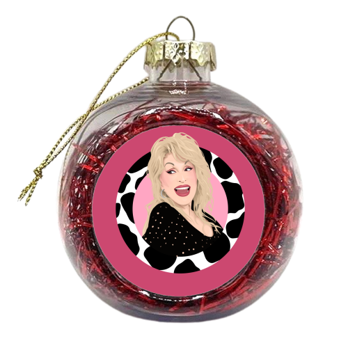 Dolly Parton Cow Print - xmas bauble by Pink and Pip