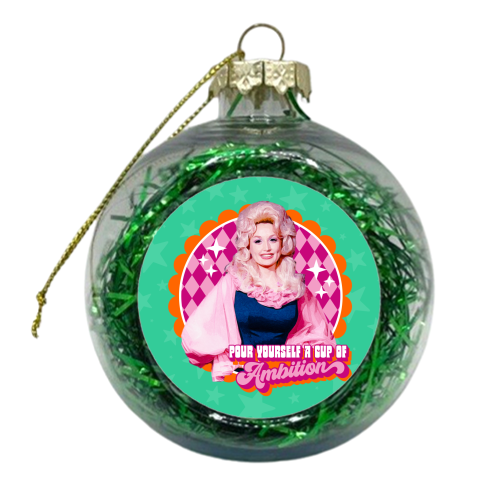 Dolly Pour Yourself a Cup of Ambition - xmas bauble by Claire Atwood
