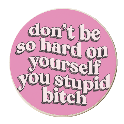 Don't Be So Hard On Yourself - personalised beer coaster by Pink and Pip