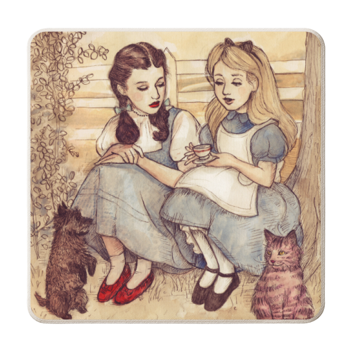 Dorothy and Alice - personalised beer coaster by Helen Green
